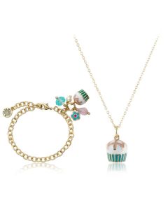 Vanilla Cupcake Pendant Necklace & Bracelet Set by Twin Stars Jewelry