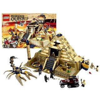 Lego Year 2011 Pharaoh's Quest Series Set #7327   SCORPION PYRAMID with Giant Scorpion, Armored ATV, 7 Minifigures (Jake Raines, Mac McCloud, Professor Archibald Hale, Pharaoh Amset Ra, 2 Anubis Guards and Flying Mummy) Plus Lots of Accessories (Total 