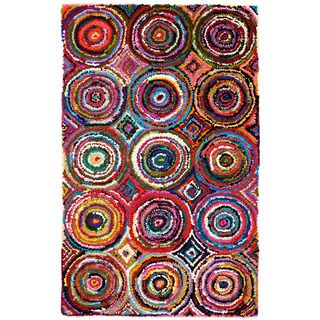 Hand tufted Tangi Circles Pattern Multi colored Recycled Cotton Rug (5 X 8)