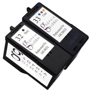 Sophia Global Lexmark 32 And Lexmark 33 2 piece Remanufactured Ink Cartridge Replacement Set