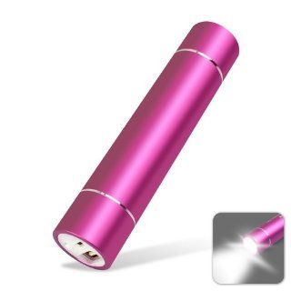 2800mAh Flashlight Portable Power Bank Micro USB External Backup Battery Charger for iPhones, Samsung, HTC, Motorola, Nokia Smartphones (Hot Pink) Sports & Outdoors