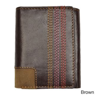 Mens Leather Topstitched Tri fold Wallet