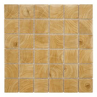 Somertile Wood Grain Beige Porcelain Mosaic Tile (pack Of 10)