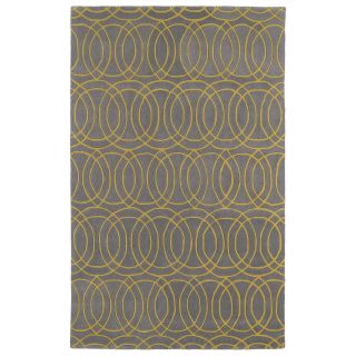 Hand tufted Cosmopolitan Circles Yellow/ Light Brown Wool Rug (5 X 79)