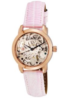 August Steiner AS8033RG  Watches,Womens Rose Tone Sekeletonized Dial Pink Leather, Casual August Steiner Automatic Watches