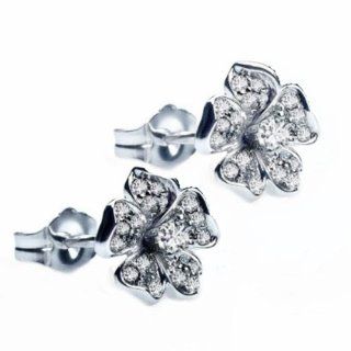 Ze 14k White Gold 1/3ct "Flower" Earrings Stud Earrings Jewelry