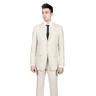 Ferrecci Ferrecci Mens Slim Fit Tan/ Bone 2 button Suit Tan Size 42S