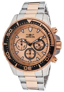 Invicta 12917  Watches,Mens Pro Diver Chronograph Rose Gold Textured Dial Two Tone, Chronograph Invicta Quartz Watches