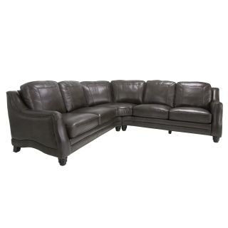 Moore Java Brown Italian Leather Sectional Sofa