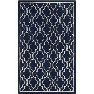 Safavieh Handmade Moroccan Chatham Dark Blue/ Ivory Wool Rug (6 X 9)