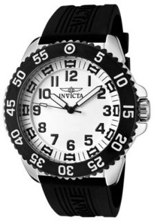 Invicta 1101  Watches,Mens Pro Diver White Dial Black Polyurethane, Casual Invicta Quartz Watches