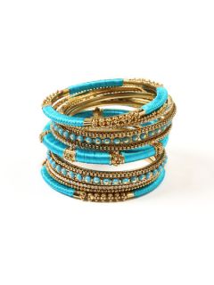 Set Of 15 Rupal Spring Bangles by Amrita Singh