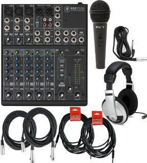 Mackie 802VLZ4 8 Channel Analog Mixer with 3 Onyx Mic Preamps w/ Microphone, Headphones, and 5 Cables Musical Instruments