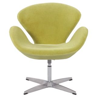 Aluminum Green Velvet Modern Swivel Accent Arm Chair