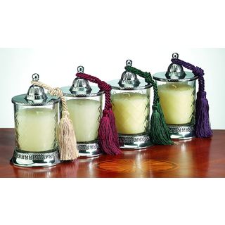 Covered 5.5 inch Vanilla scented Replaceable Tassel Candle Jars (set Of 4)