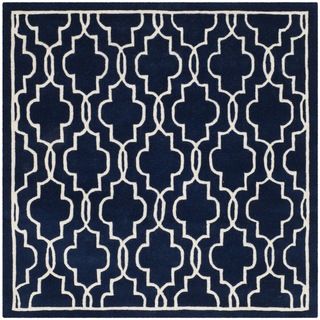 Safavieh Handmade Moroccan Chatham Dark Blue/ Ivory Wool Rug (5 Square)