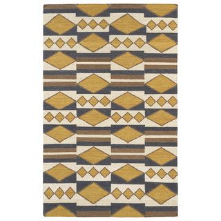 Flatweave Tribeca Mustard Wool Rug (36 X 56)