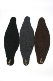 3 Pcs Winter Flower Crochet Knit Headband 812HB Set 3 (Black, Gray, Brown) Headwraps Headwear