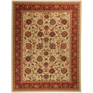 Beige Traditional Floral Design Non skid Area Rug (5 X 66)