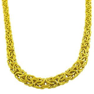 18 Karat Yellow Gold over Sterling Silver Graduated Byzantine Necklace (17 Inch) Jewelry
