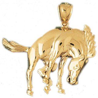 14K Yellow Gold Rodeo Horse Pendant Jewelry