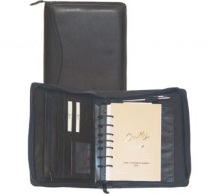 Scully Leather Zip Weekly Planner Soft Plonge 8053Z   Black