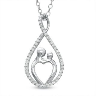 CT. T.W. Diamond Pear Shaped Motherly Love Pendant in Sterling
