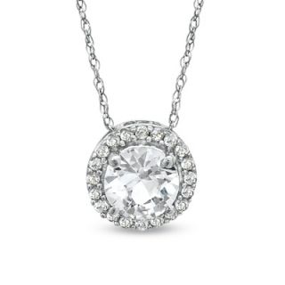 0mm Lab Created White Sapphire Pendant in 10K White Gold   Zales