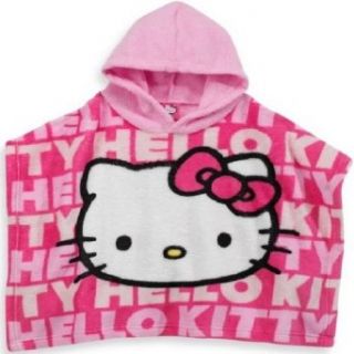Hello Kitty Toddler Girls Hooded Fleece Poncho Blanket Bath Robe, Free Size, Pink Clothing