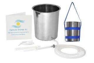 PureLife Stainless Steel Enema Kit / 3.5 Qt with Harness / Medical Grade Silicone Tubing with Check Flow Valve / America's # 1 Non  Toxic Enema Kits Health & Personal Care