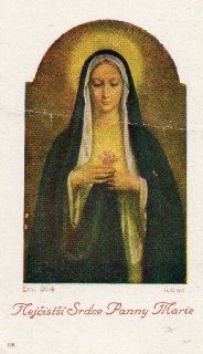Vintage Religious Czech Card (pocket), EM DITE, K.K. 805, MEJEISTSI SRDCE PANNY MARIE 