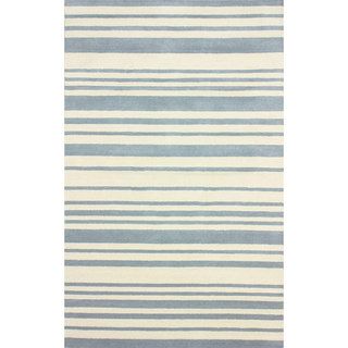 Nuloom Hand tufted Modern Stripes Blue New Zealand Wool Rug (76 X 96)