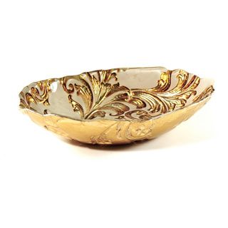 Vanessa Beige/ Gold Decorative Serving Bowl
