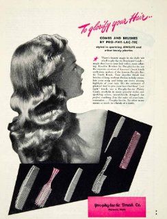 1946 Ad Vintage Pro Phy Lac Tic Jewelite Plastic Hair Comb Brush Florence MA   Original Print Ad  