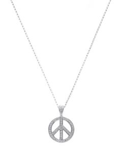 White Gold & Diamond Peace Sign Pendant Necklace by KC Designs
