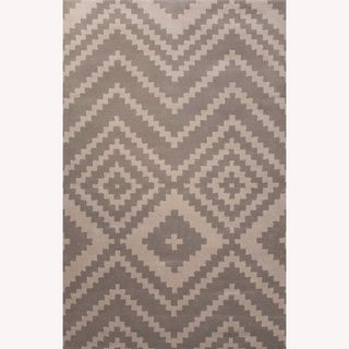 Hand Tufted Abstract Pattern White/grey Wool Rug (5x8)