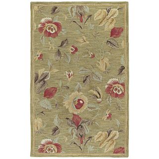Lawrence Light Olive Floral Hand tufted Wool Rug (8 X 11)