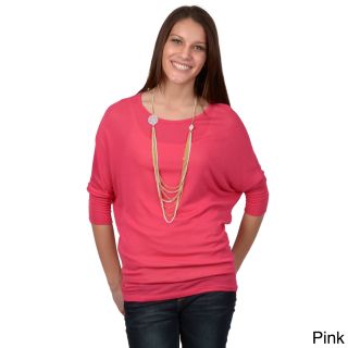 Journee Collection Journee Collection Womens Dolman Sleeve Scoop Neck Top Pink Size S (4  6)