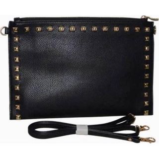 Womens Blingalicious Leatherette Clutch With Studs Q2028 Black