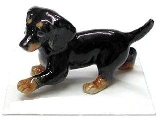 DACHSHUND Black & Tan Puppy Dog "Caboose" New Figurine MINIATURE Porcelain LITTLE CRITTERZ LC808   Collectible Figurines