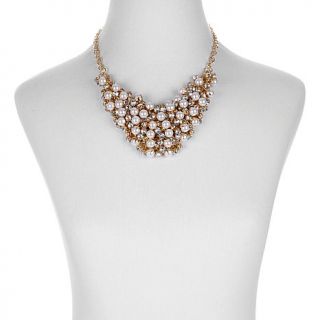 R.J. Graziano Crystal and Simulated Pearl 17" Bib Necklace