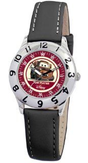 Disney Kids' D809S006 Tow Mater Time Teacher Black Leather Strap Watch Watches