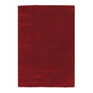 Handwoven Fine Red Polyester Shaggy Rug (4 X 6)