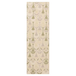 Malene b Voyages Taupe/Asparagus Green Rug VOY60 Rug Size Runner 26 x 8
