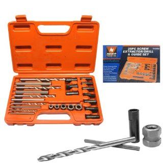 25pc Screw Extractor Easy Out Broken Screw Remover Drill bit & Guide   Jobber Drill Bits  