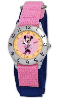 Disney Kids' D819S503 Minnie Mouse Time Teacher Pink Velcro Strap Watch Watches