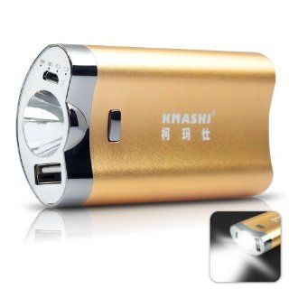 KMAX 812 4400mAh (Shaver Shape Ergonomic) Rechargeable Backup Power Bank Extended External Battery Pack Charger Charging w/ built in 2.5Watt LED Torch Flashlight for iPhone 5s 4S 4 5c, iPad 1/2/3/4 Mini Air, iPod Touch models; Android Smart phones Samsung