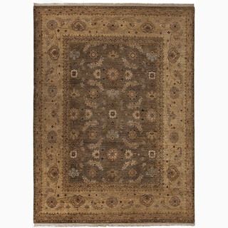 Handmade Oriental Pattern Brown/ Tan Wool Rug (2 X 3)