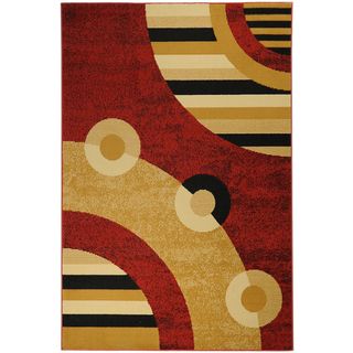 Paterson Circles Dark Red Area Rug (5 X 7)