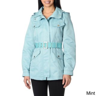 Kensie Kensie Womens Webb Belted Jacket Blue Size XS (2  3)